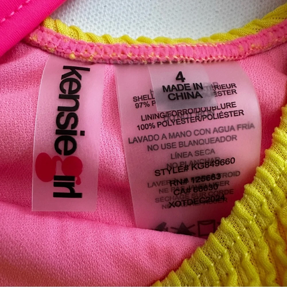 Kensie Girl Pink and Yellow One piece Swimsuit Size 4